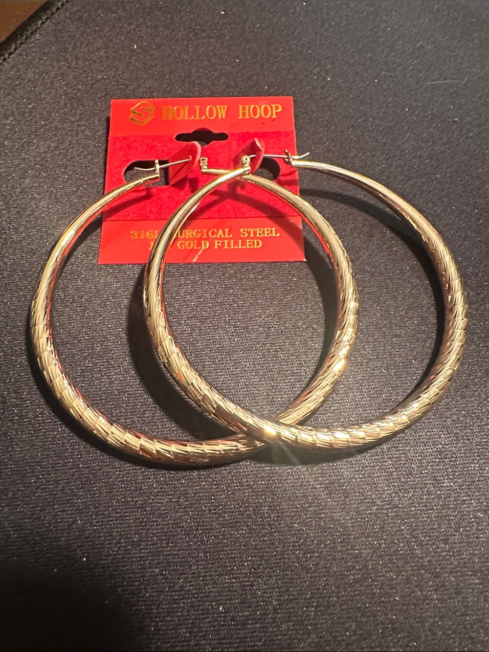 Gold Filled Textured Hoop Earrings
261